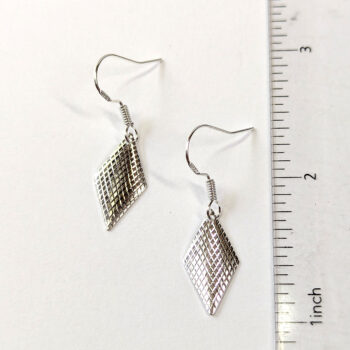 Sterling Silver Plated Diamond Geometric Earrings - Image 2