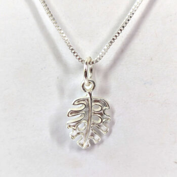 Sterling Silver Necklaces With Monstera Leaf 18" - Image 7