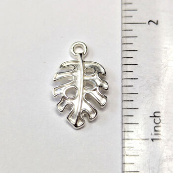 Sterling Silver Plated Monstera Leaf Charm - Image 2