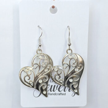 Silver Angle Hollow Heart Earrings - Image 4