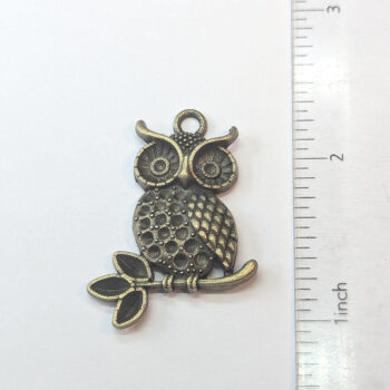 Antique Bronze Owl on a Branch Charm - Image 2