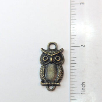 Antique Bronze Owl on a Branch Charm / Connector - Image 2