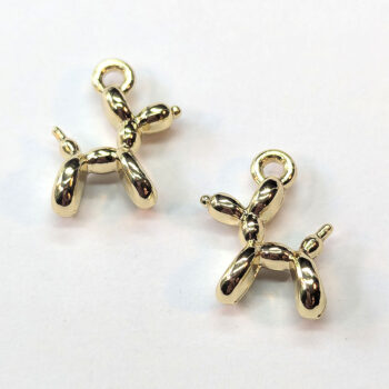 Small Cute Balloon Dog Charm Pendant Gold