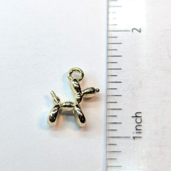 Small Cute Balloon Dog Charm Pendant Gold - Image 3