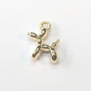 Small Cute Balloon Dog Charm Pendant Gold - Image 2