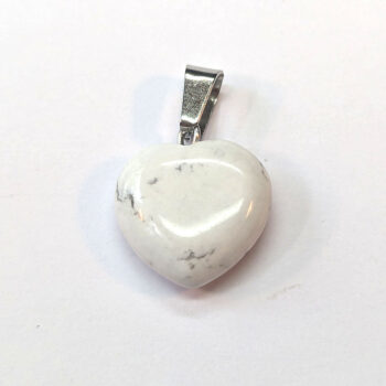 White Howlite Natural Gemstone Heart Pendant Silver