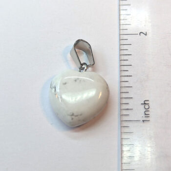 White Howlite Natural Gemstone Heart Pendant Silver - Image 2