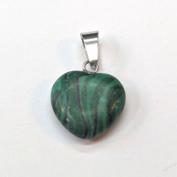 Malachite Gemstone Heart Pendant Silver