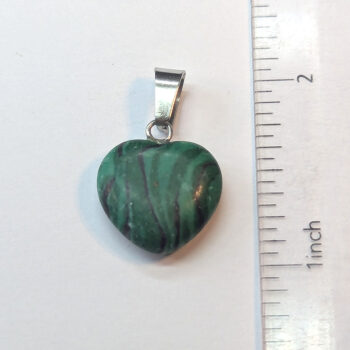 Malachite Gemstone Heart Pendant Silver - Image 2