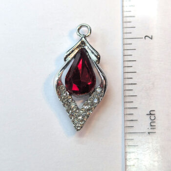 Red Rhinestone Clear Diamond Charm Silver - Image 2