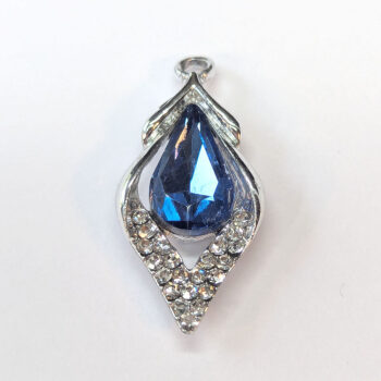 Blue Rhinestone Clear Diamond Charm Silver