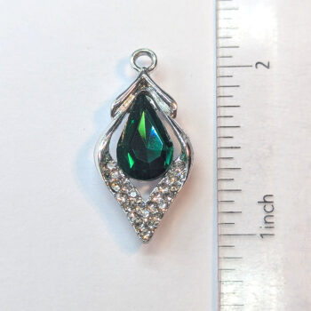 Green Rhinestone Clear Diamond Charm Silver - Image 2