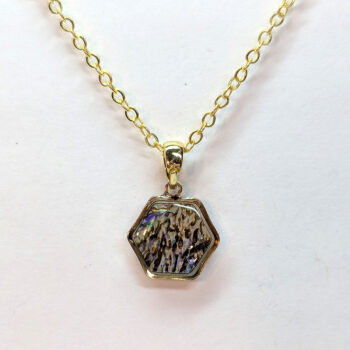 Gold Small Hexagon Abalone Resin Shell Stainless Steel Necklace - Image 3