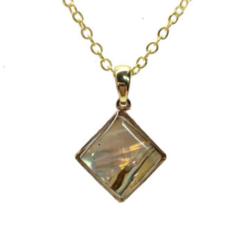 Gold Small Diamond Abalone Resin Shell Stainless Steel Necklace