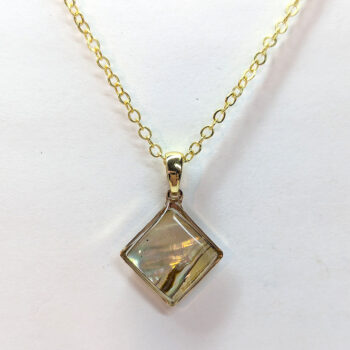 Gold Small Diamond Abalone Resin Shell Stainless Steel Necklace - Image 3