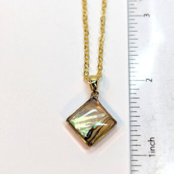 Gold Small Diamond Abalone Resin Shell Stainless Steel Necklace - Image 2