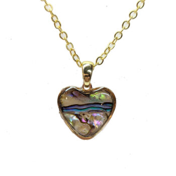 Gold Small Heart Abalone Resin Shell Stainless Steel Necklace