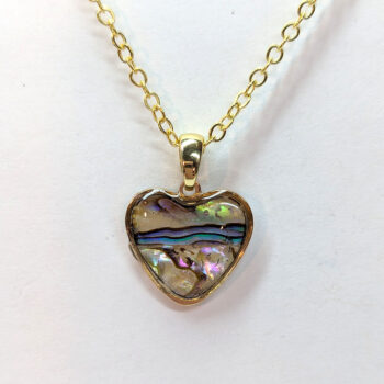 Gold Small Heart Abalone Resin Shell Stainless Steel Necklace - Image 2