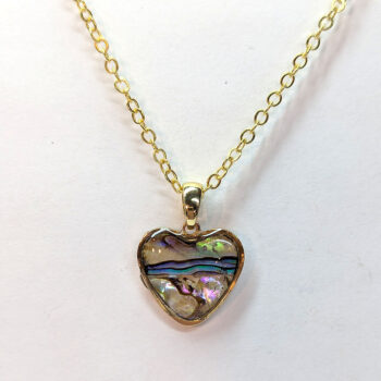 Gold Small Heart Abalone Resin Shell Stainless Steel Necklace - Image 3