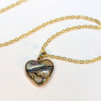 Gold Small Heart Abalone Resin Shell Stainless Steel Necklace - Image 5