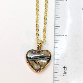 Gold Small Heart Abalone Resin Shell Stainless Steel Necklace - Image 4