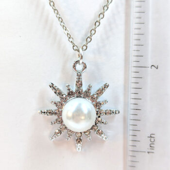 Clear Rhinestone Star With Pearl Necklace Silver - Image 2