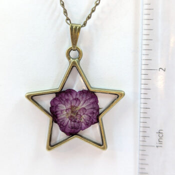 Star Real Dried Purple Flower Resin Necklace - Image 3