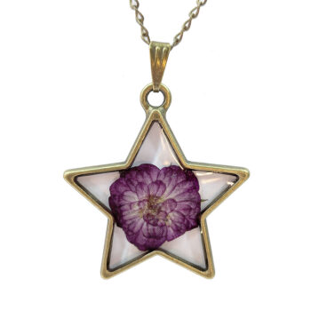 Star Real Dried Purple Flower Resin Necklace