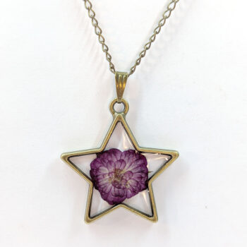 Star Real Dried Purple Flower Resin Necklace - Image 2