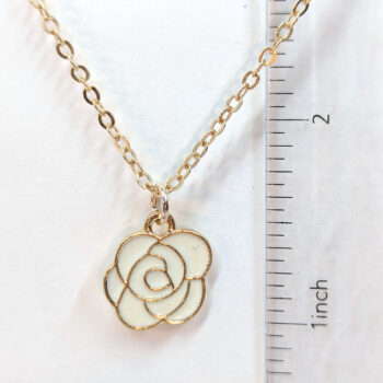 Enamel White Rose Head Flower Necklace - Image 3