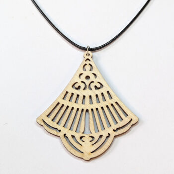 Large Hollow Triangle Teardrop Natural Wood Necklace