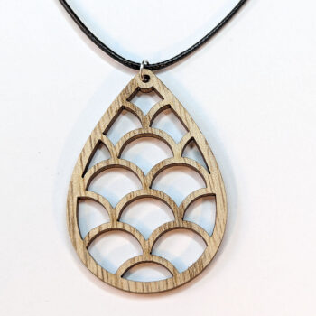 Large Hollow Teardrop Natural Wood Necklace