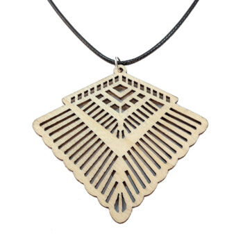 Large Decorative Hollow Diamond Natural Wood Necklace