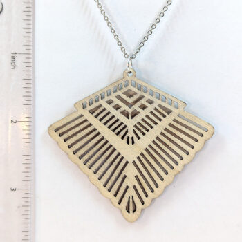 Large Decorative Hollow Diamond Natural Wood Necklace - Image 2