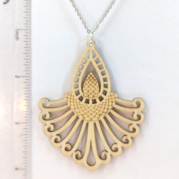 Large Decorative Drop Natural Wood Necklace - Image 4