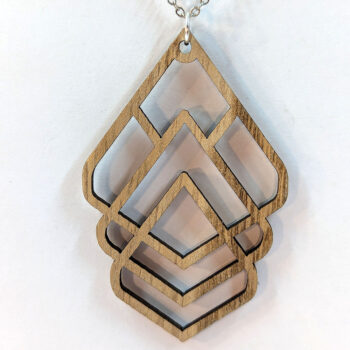 Large Hollow Diamonds Natural Wood Necklace - Image 4