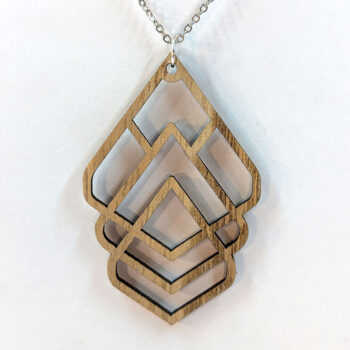 Large Hollow Diamonds Natural Wood Necklace - Image 3