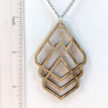 Large Hollow Diamonds Natural Wood Necklace - Image 2