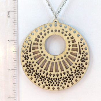 Large Hollow Decorative Round Natural Wood Necklace - Image 4