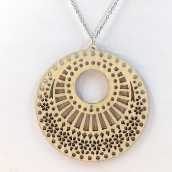 Large Hollow Decorative Round Natural Wood Necklace - Image 3