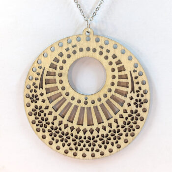 Large Hollow Decorative Round Natural Wood Necklace - Image 2