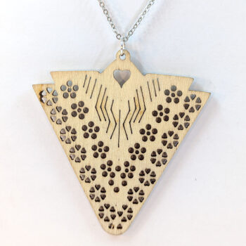 Large Hollow Triangle Natural Wood Necklace - Image 4