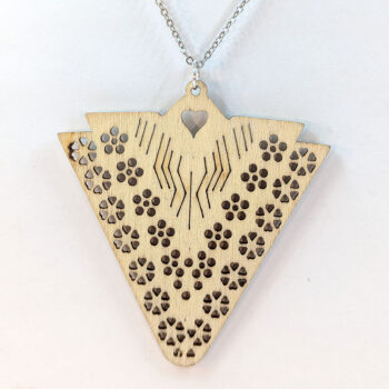 Large Hollow Triangle Natural Wood Necklace - Image 3