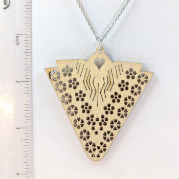 Large Hollow Triangle Natural Wood Necklace - Image 2