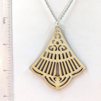 Large Hollow Triangle Teardrop Natural Wood Necklace - Image 4