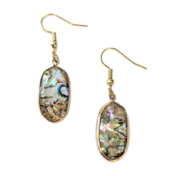 Oval Irregular Colorful Abalone Shell Resin Earrings Gold