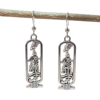 Antique Silver Egyptian Queen Nefertiti Hieroglyphics Earrings