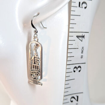 Antique Silver Egyptian Queen Nefertiti Hieroglyphics Earrings - Image 2