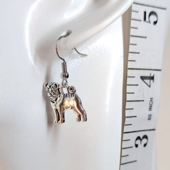 Antique Silver Double Sided Pug Dog Earrings - Image 2