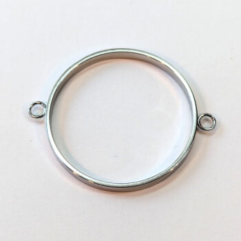 Stainless Steel Large Round Circle Bead Frame Connector Silver